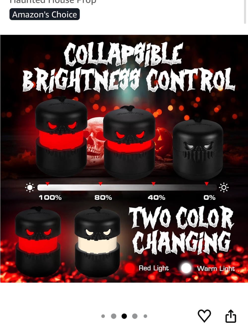 Everbrite Skull LED Collapsible Night Light - Black - Two-Color Changing